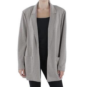 Anne Klein Blazer Knit Open Front Chevron Women’s Large Notch Collar Pockets NEW